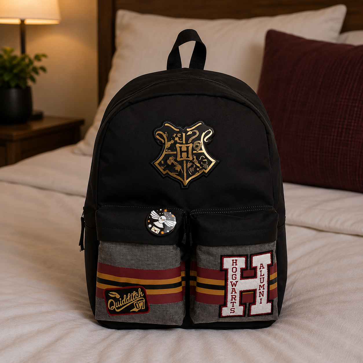 Harry Potter - Mochila com Patches e Pins