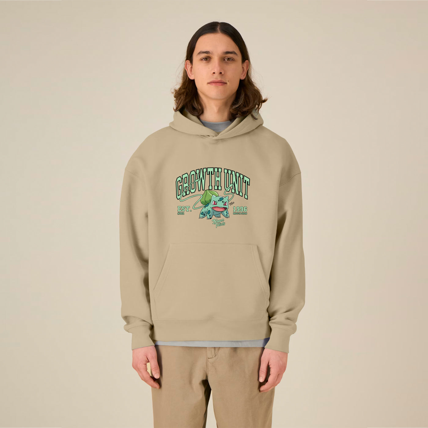 MADE IN JAPAN - GROWTH UNIT® OVERSIZED BEIGE HOODIE