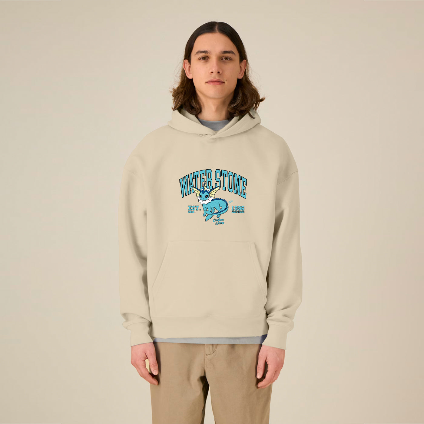 MADE IN JAPAN - WATER STONE® OVERSIZED BEIGE HOODIE
