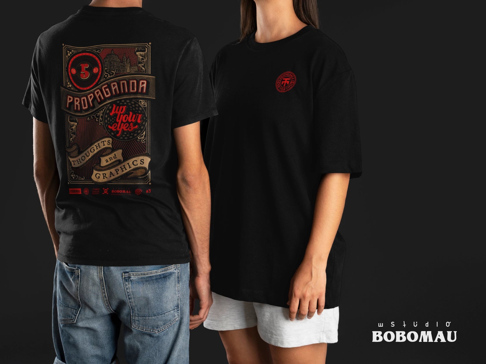 STUDIO BOBOMAU - T-SHIRT THOUGHTS AND GRAPHICS PRETA