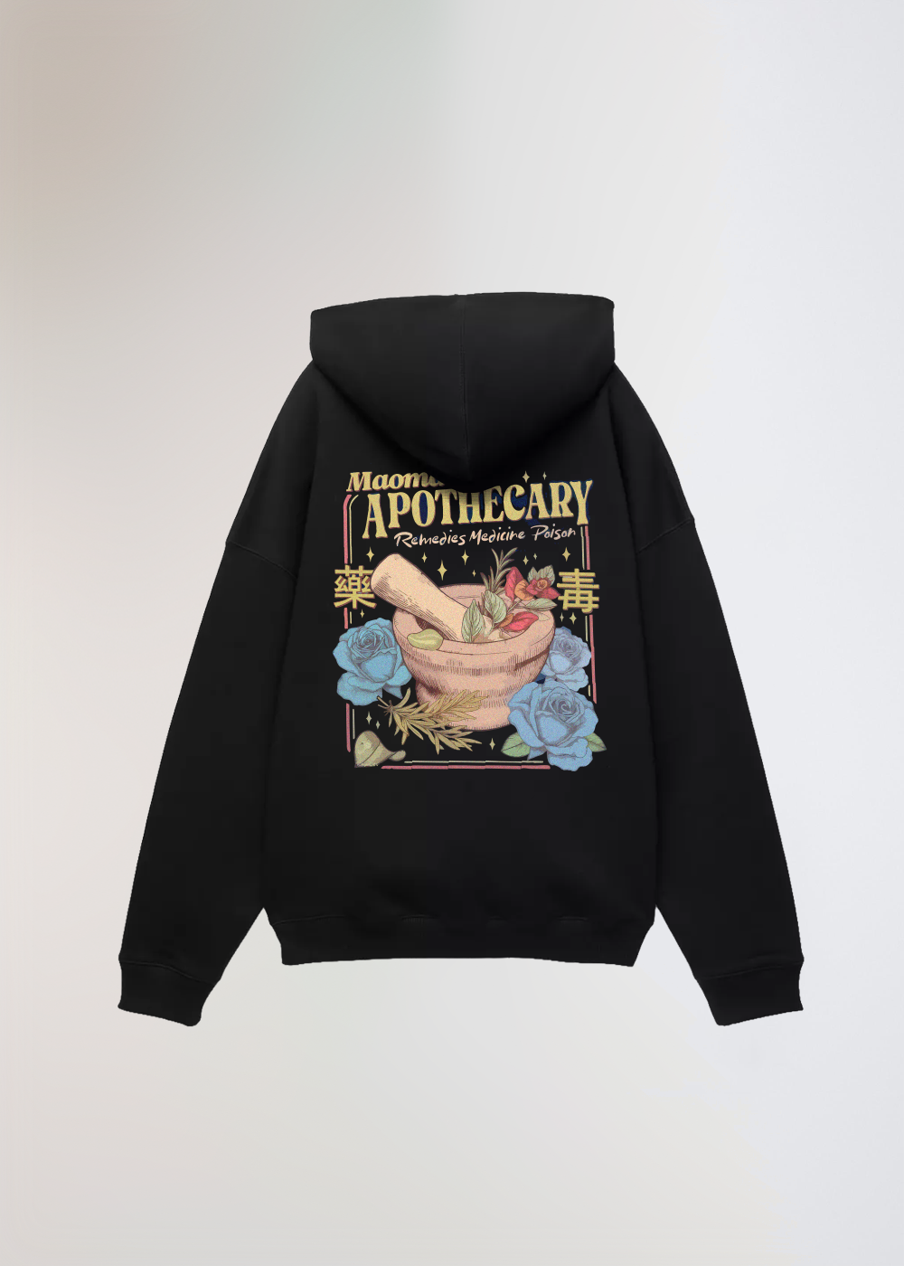 MADE IN JAPAN - MAOMAO'S APOTHECARY® OVERSIZED BLACK HOODIE