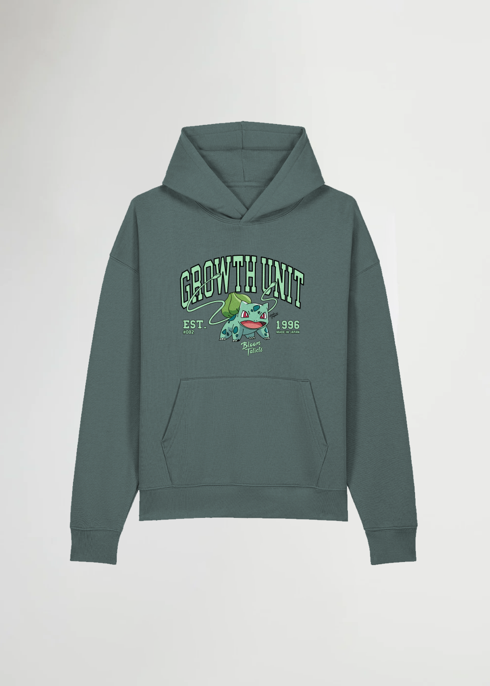 MADE IN JAPAN - GROWTH UNIT® OVERSIZED SLATE GREEN HOODIE