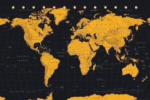 Mapa Mundo - Poster Gold Popstore 